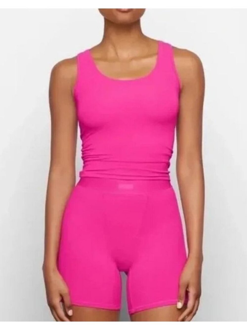 SKIMS Cotton Rib Tank XS Fuchsia Pink
